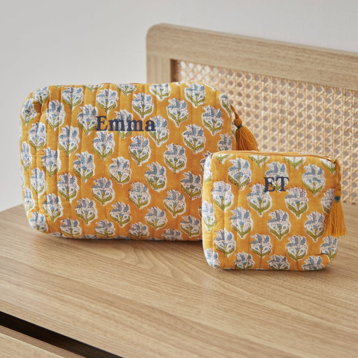 Personalised Large Yellow Cosmetic Bag