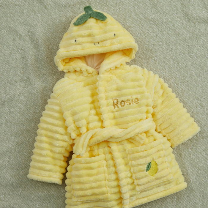 Personalised Lemon Ribbed Fleece Robe