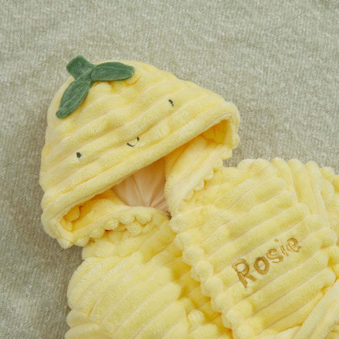 Personalised Lemon Ribbed Fleece Robe