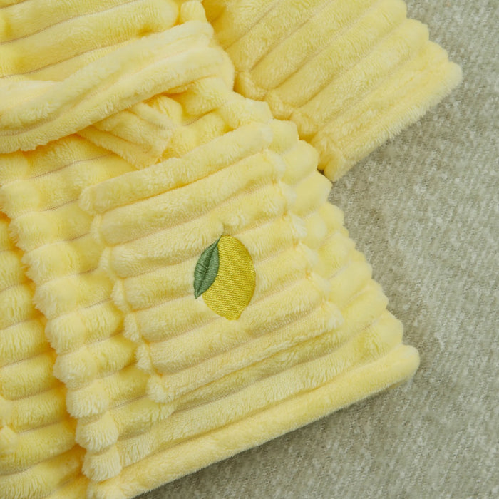 Personalised Lemon Ribbed Fleece Robe