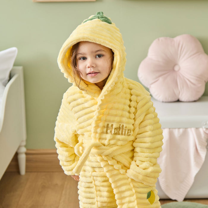 Personalised Lemon Ribbed Fleece Robe