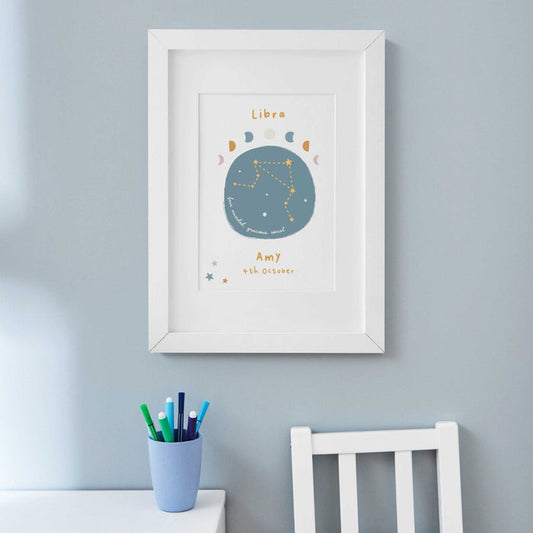 Personalised Libra Baby Wall Art