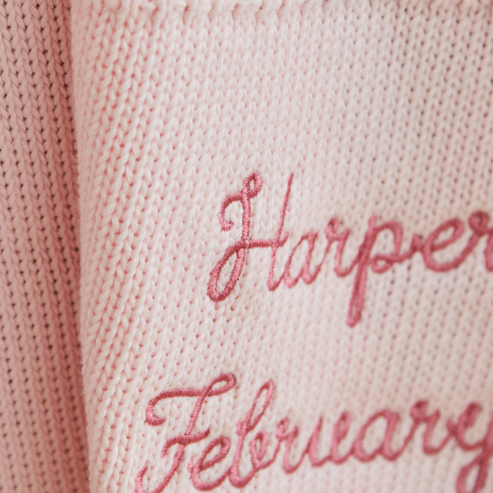 Personalised Light Pink Birthdate Baby Shawl