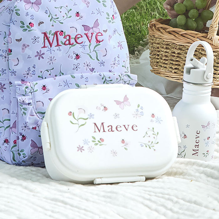 Personalised Lilac Floral Print Lunchbox
