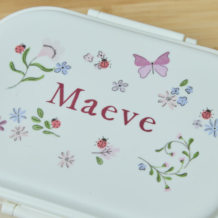 Personalised Lilac Floral Print Lunchbox