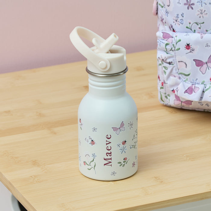 Personalised Lilac Floral Print Neutral Bottle