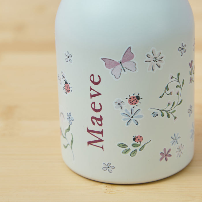 Personalised Lilac Floral Print Neutral Bottle
