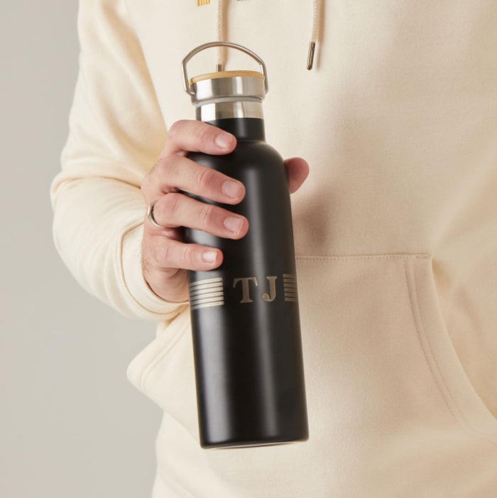 Personalised Limited Edition Black Striped Drinks Bottle by Made Yours