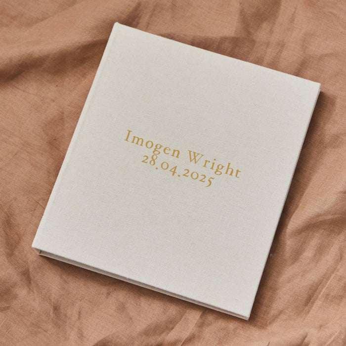 Personalised Linen Baby Journal Record Keepsake Book