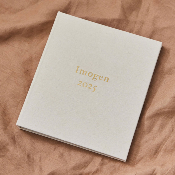 Personalised Linen Baby Journal Record Keepsake Book