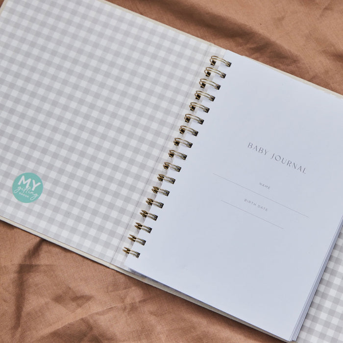 Personalised Linen Baby Journal Record Keepsake Book