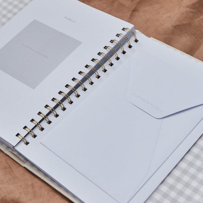 Personalised Linen Baby Journal Record Keepsake Book