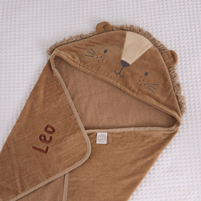 Personalised Lion Curved Hooded Towel