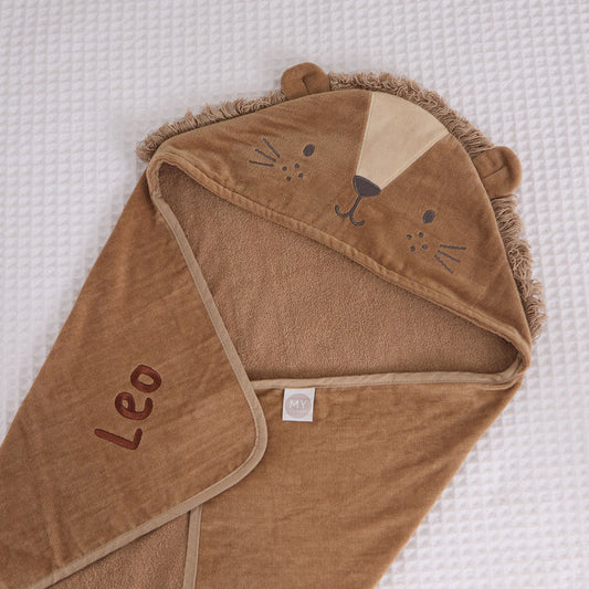 Personalised Lion Curved Hooded Towel