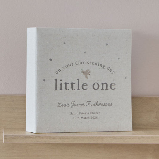 Personalised Little One Christening Linen Photo Album