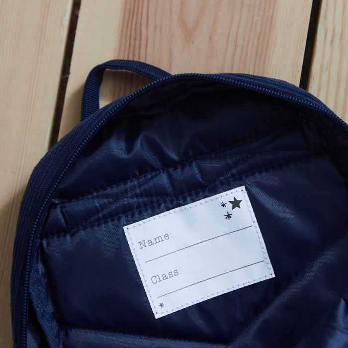 Personalised London Navy Cord Mini Backpack