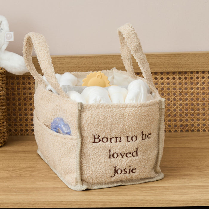 Personalised Loved Caramel Borg Nappy Caddy