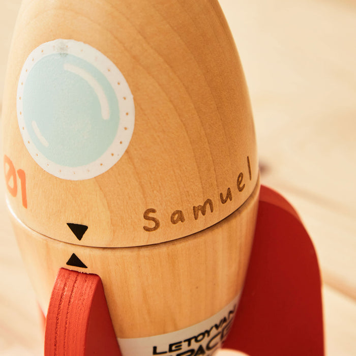 Personalised Magnetic Space Rocket Wooden Toy