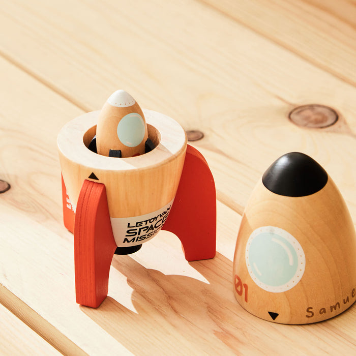 Personalised Magnetic Space Rocket Wooden Toy