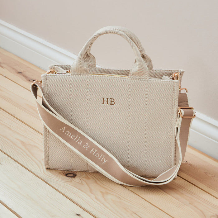 Personalised Mama Medium Canvas Tote Handbag in Caramel