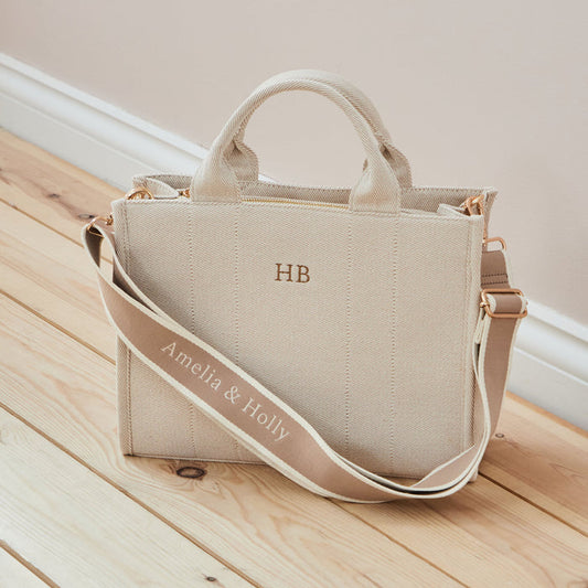 Personalised Mama Medium Canvas Tote Handbag in Caramel