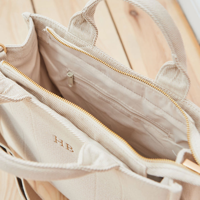 Personalised Mama Medium Canvas Tote Handbag in Caramel