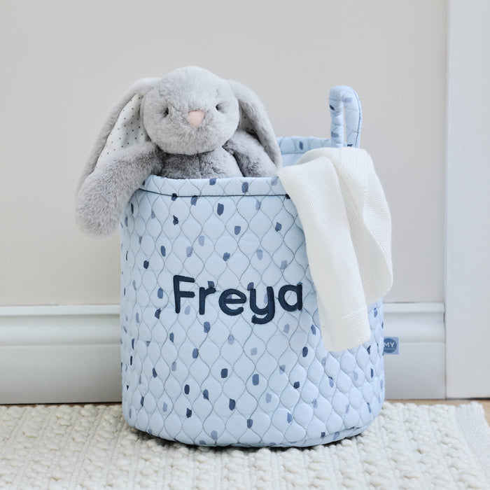 Personalised Medium Blue Polka Dot Storage Bag