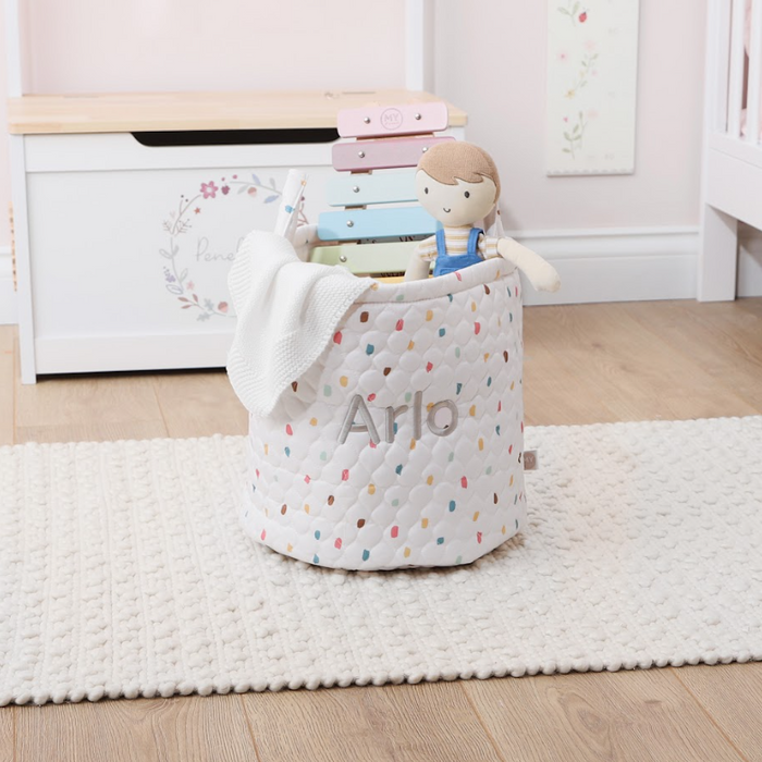 Personalised Medium Rainbow Polka Dot Storage Bag