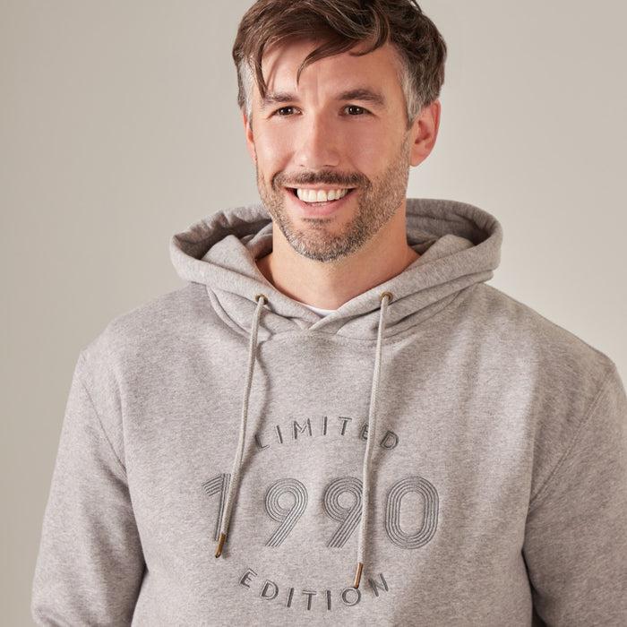 Personalised Men's Grey Limited Edition Birth Year Hoodie by Made Yours