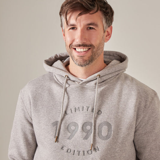 Personalised Men's Grey Limited Edition Birth Year Hoodie by Made Yours