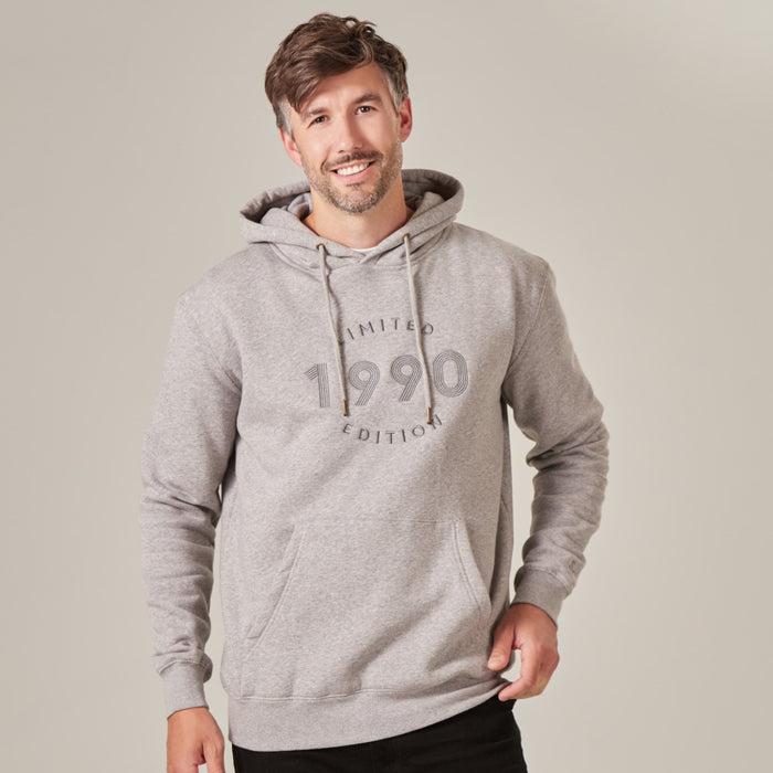 Personalised Men's Grey Limited Edition Birth Year Hoodie by Made Yours