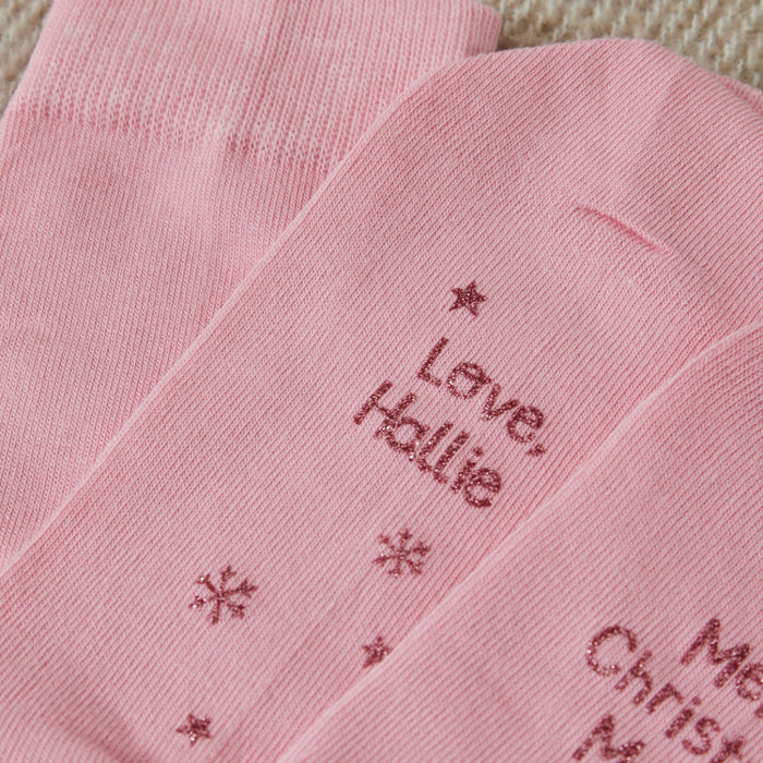 Personalised Merry Christmas Pink Socks