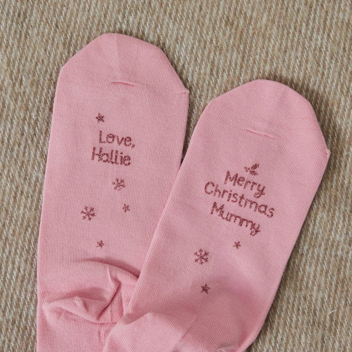 Personalised Merry Christmas Pink Socks