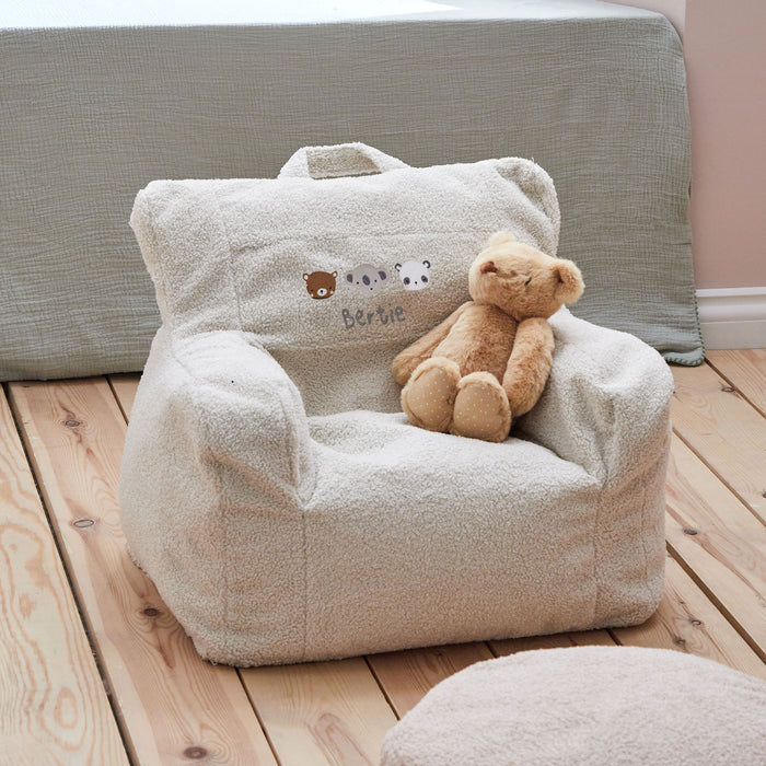 Personalised Mini Mono Ecru Bean Bag Filled Chair
