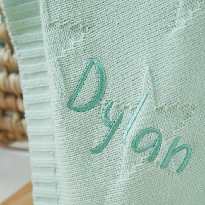 Personalised Mint Star Jacquard Blanket