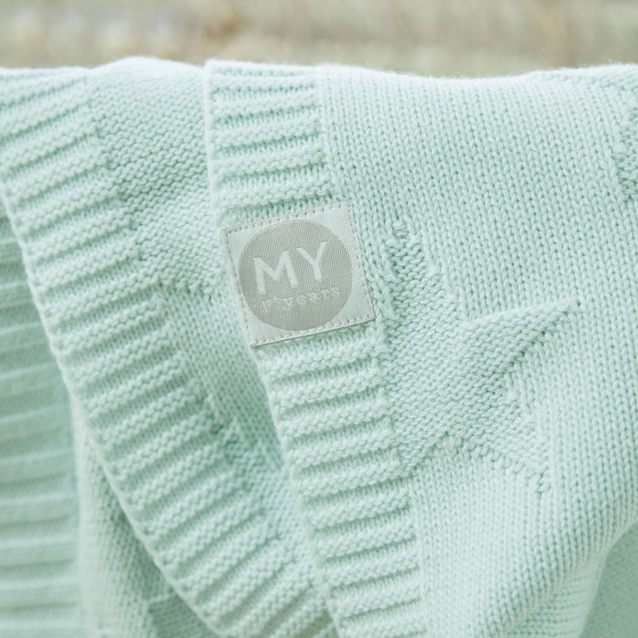 Personalised Mint Star Jacquard Blanket