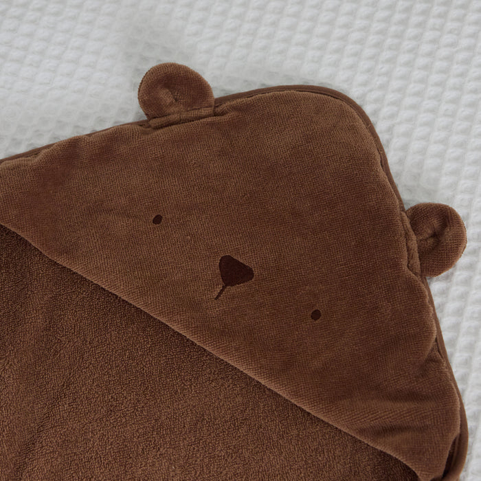 Personalised Mocha Bear Curved Hooded Towel