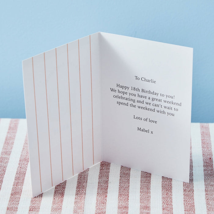 Personalised Modern Milestone 18th Birthday Card