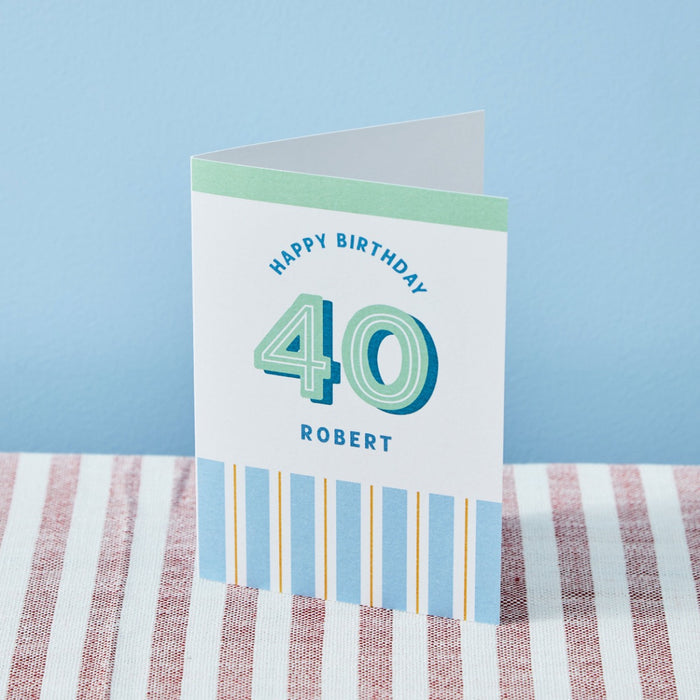 Personalised Modern Milestone 40th Birthday Card