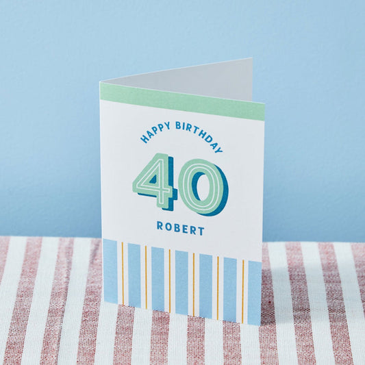 Personalised Modern Milestone 40th Birthday Card