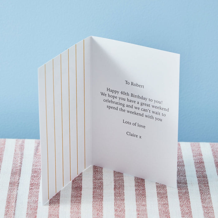 Personalised Modern Milestone 40th Birthday Card
