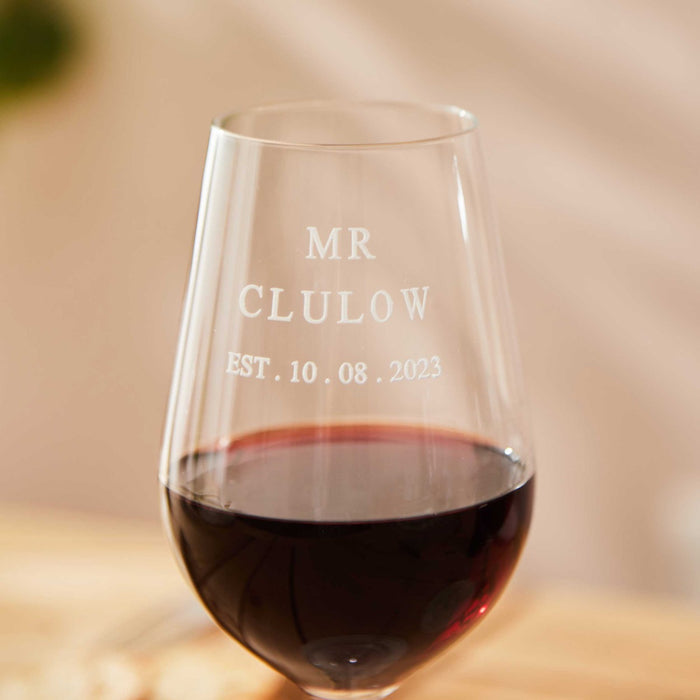 Personalised Mr & Mrs Red Crystal Wine Glasses