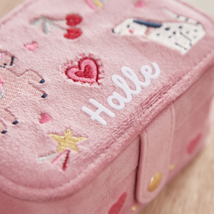 Personalised My Favourite Things Pink Velvet Jewellery Box