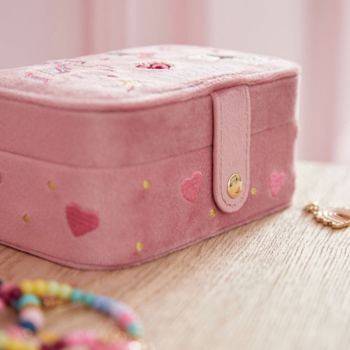 Personalised My Favourite Things Pink Velvet Jewellery Box