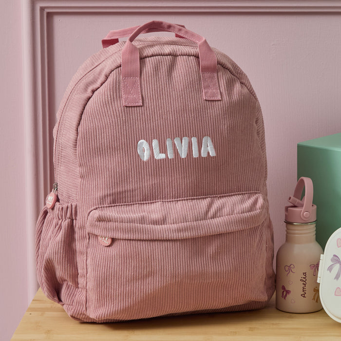 Personalised Name Large Cord Backpack Pink