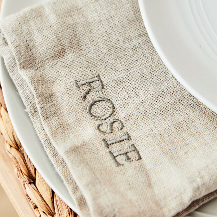 Personalised Natural Linen Napkin in Bold Font by Made Yours