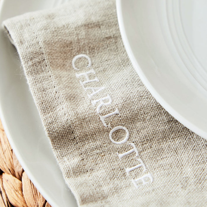 Personalised Natural Linen Napkin in Bold Font by Made Yours