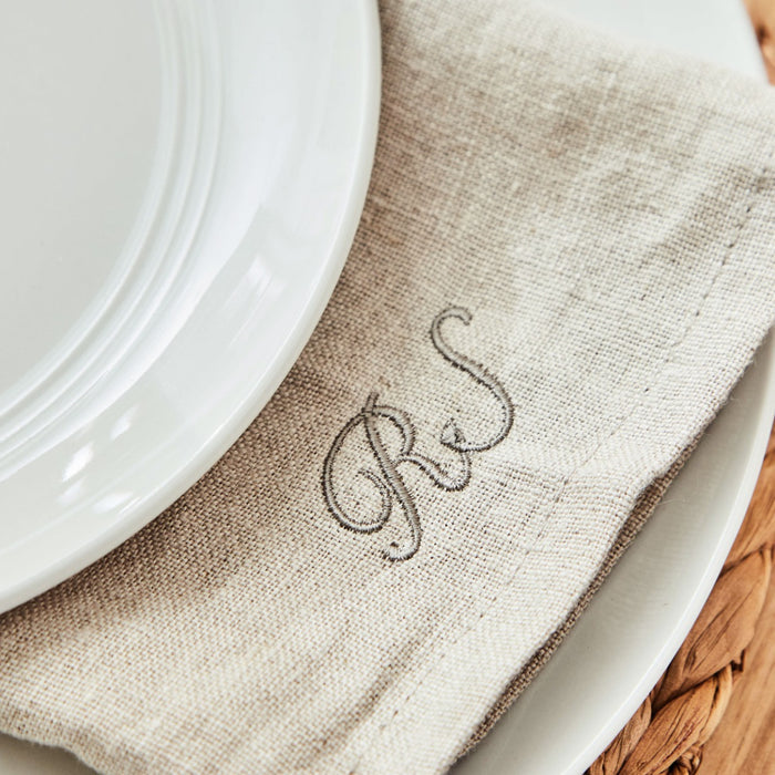 Personalised Natural Linen Napkin in Script Font by Made Yours