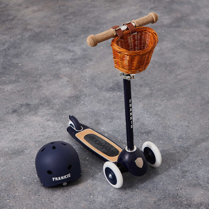 Personalised Navy Banwood Three-Wheel Scooter and Helmet Set
