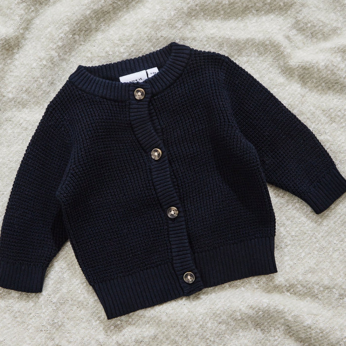 Personalised Navy Button Cardigan by Name It